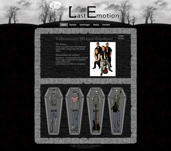 Startsidan på Last Emotion
